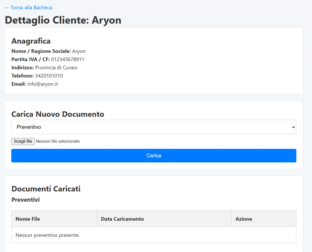 Immagine del servizio di gestione clienti di Aryon gratis e intuitivo